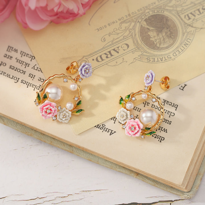 Wild Pink Flower Dangle Earrings