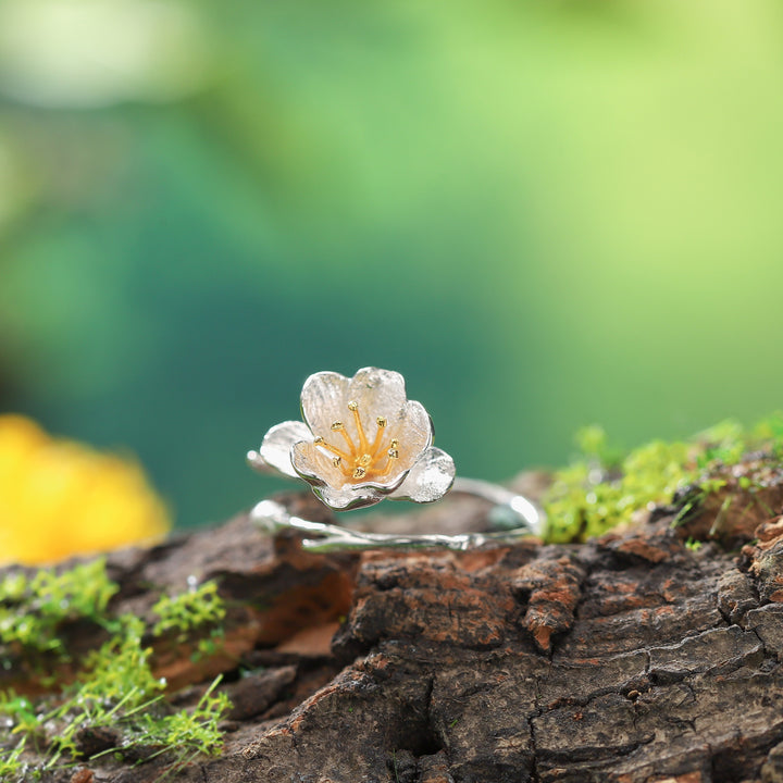 Begonia Silver Open Ring