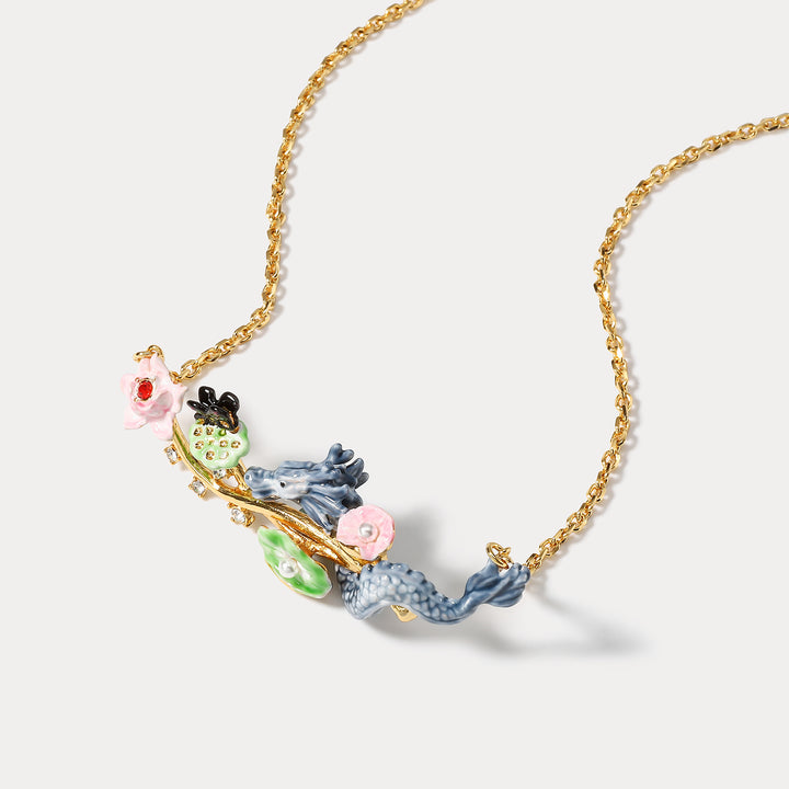 Dragon Lotus Statement Necklace