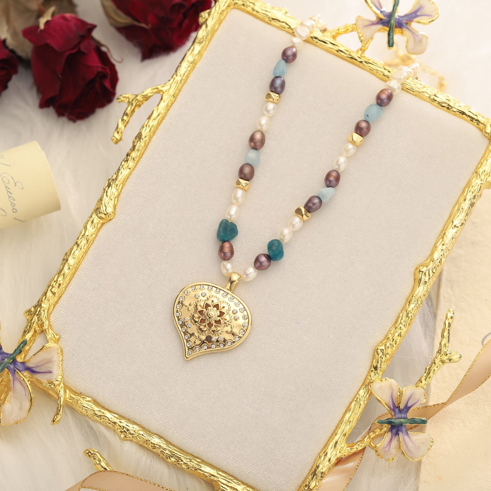 Lotus Purple Pearl Necklace