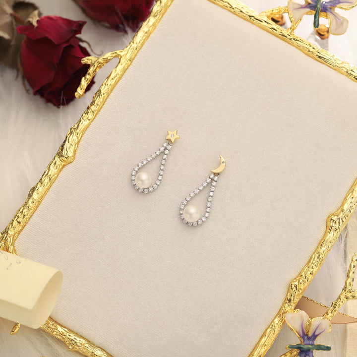 Moon Star Pearl Fashion Earrings