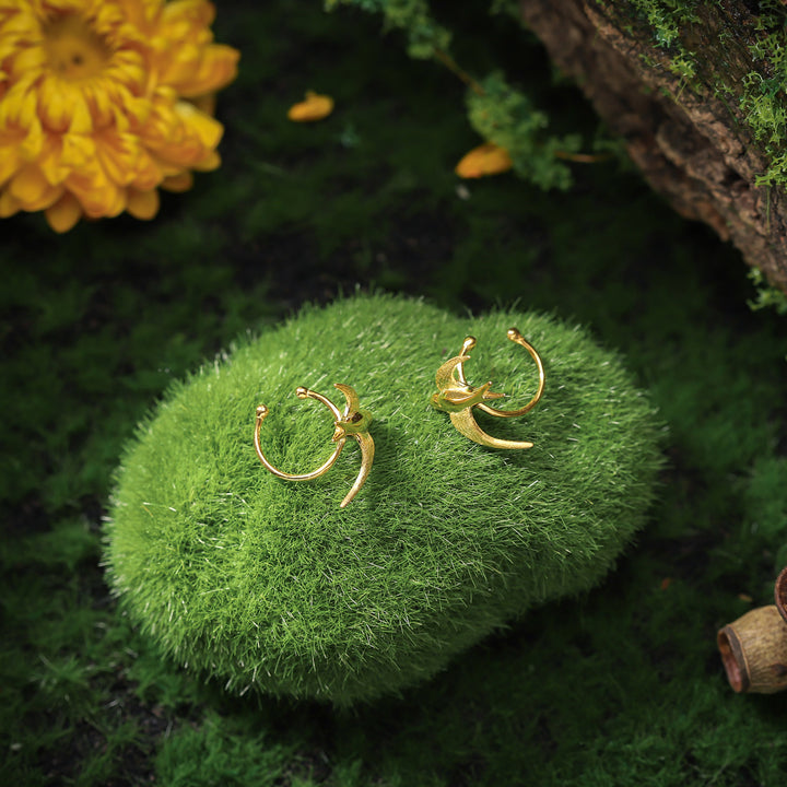 Flying Swallow Gold Ear Cuff Earrings