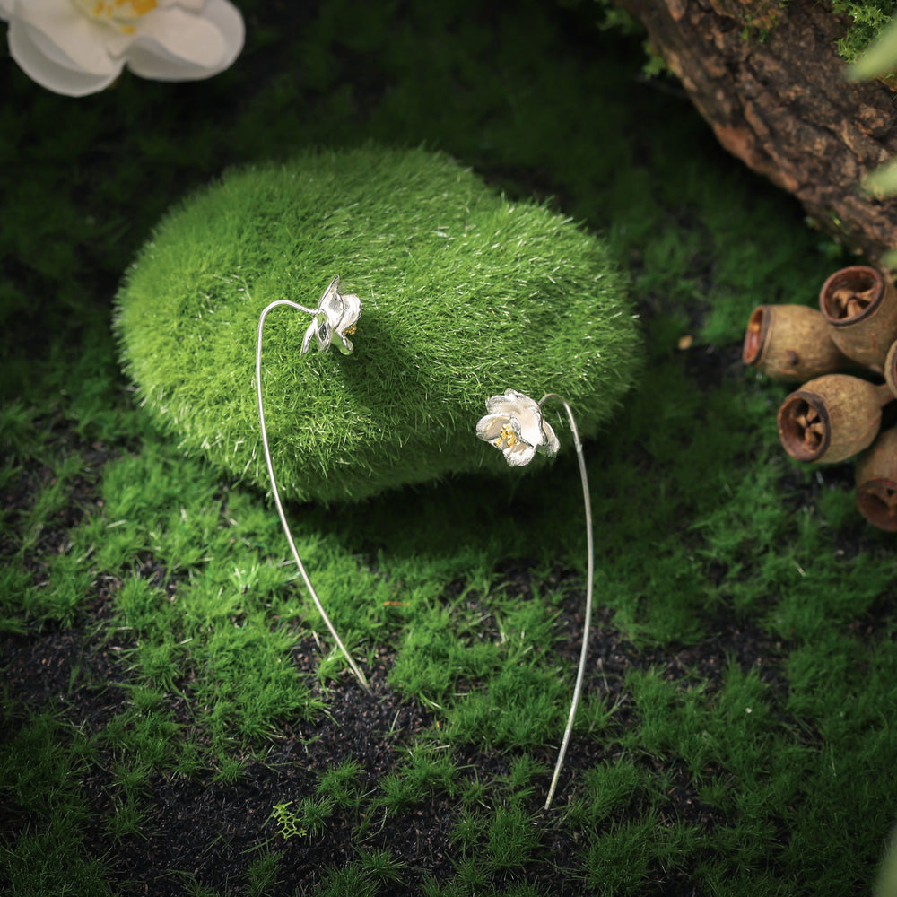 Selenichast Camellia Hook Silver Earrings Gift for Mom