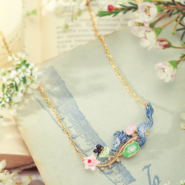 Dragon Lotus Gold Butterfly Necklace