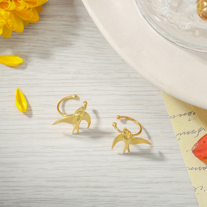 Selenichast Flying Swallow Gold Nature Ear Cuff Fine Jewelry