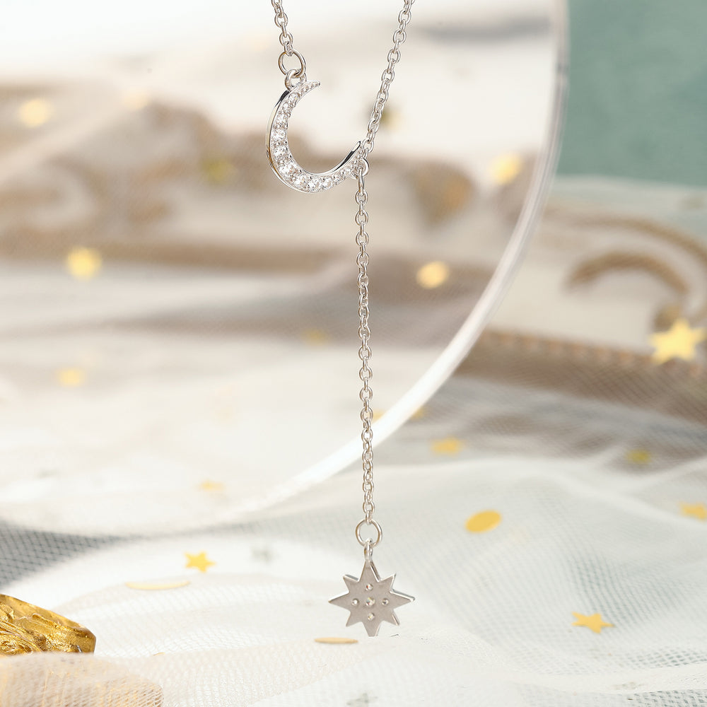 Moon Star Silver Tassel Necklace