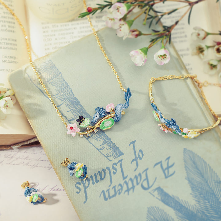 Dragon Lotus Enamel Jewelry Set