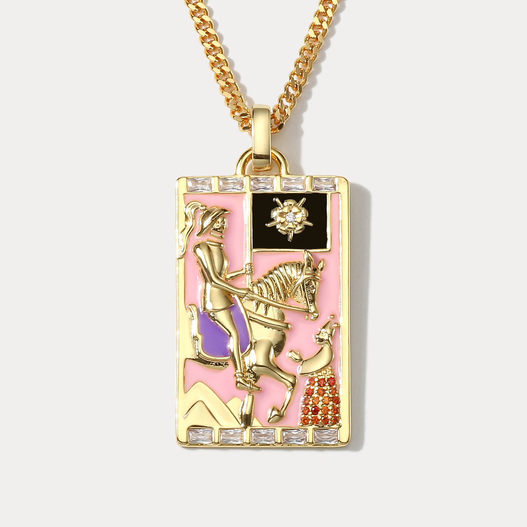 Selenichast Death Tarot Card Necklace