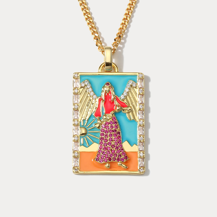 Selenichast Temperance Tarot Card Necklace