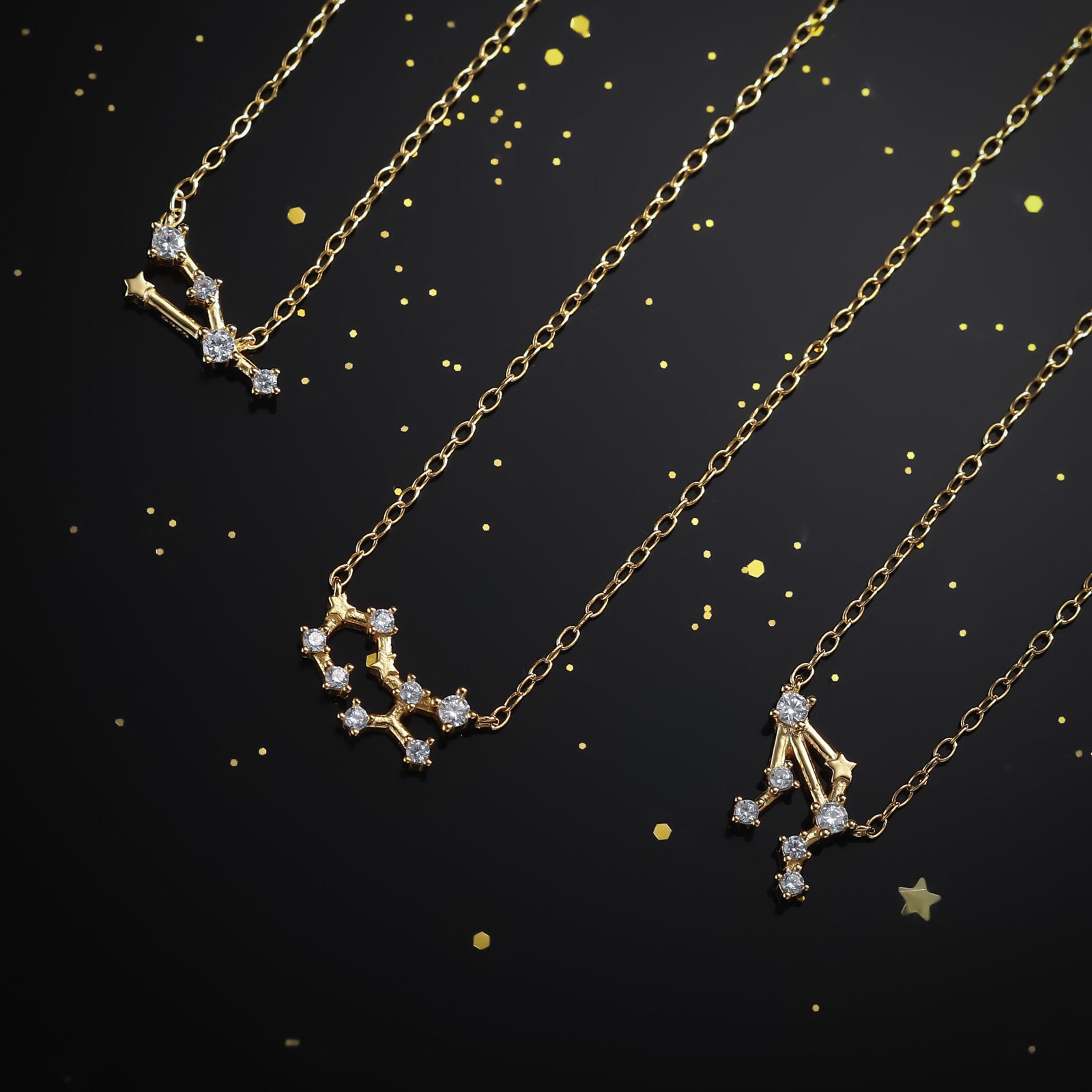 Silver Taurus Constellation Necklace Set