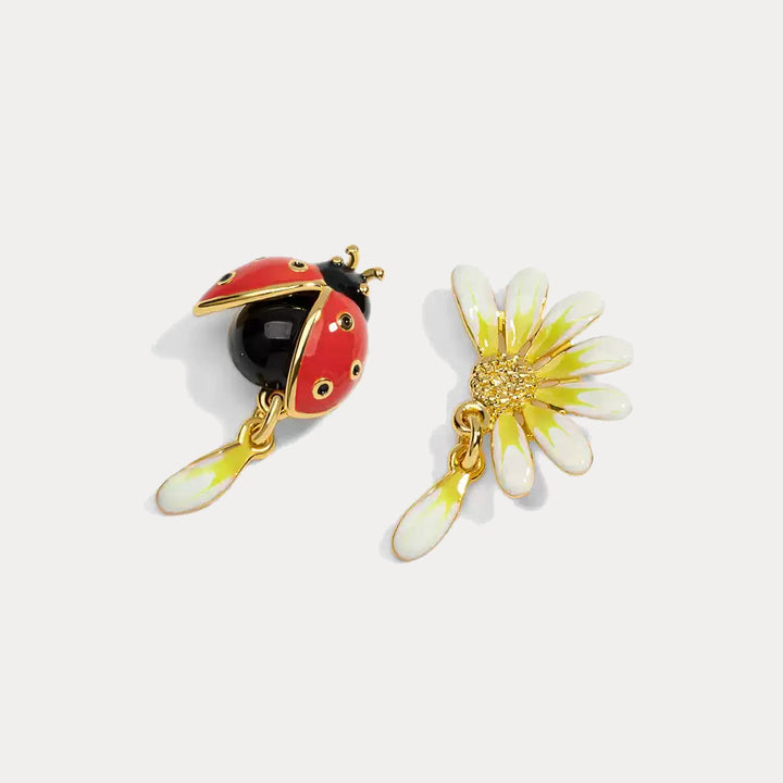Ladybug Daisy Mismatch Earrings