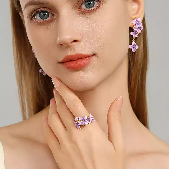 Collana farfalla di lavanda con cristallo rosa