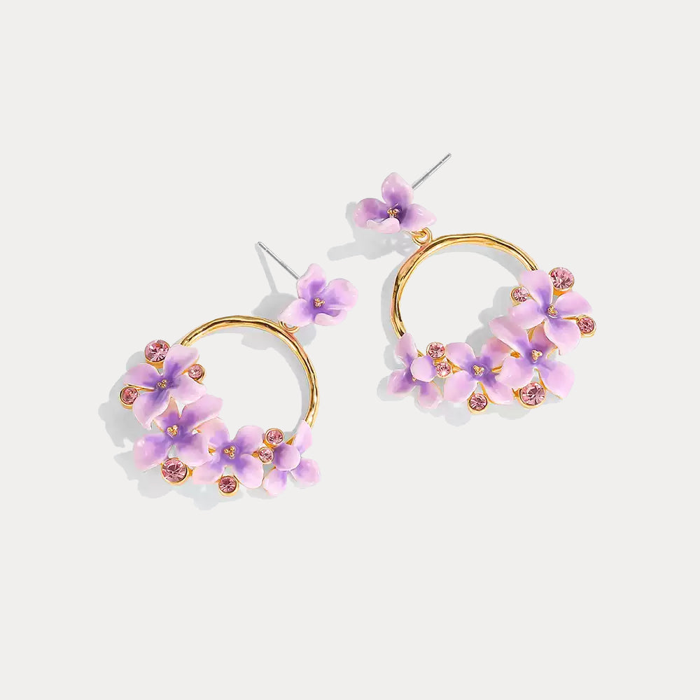 Selenichast Early Lilac Flower Earrings