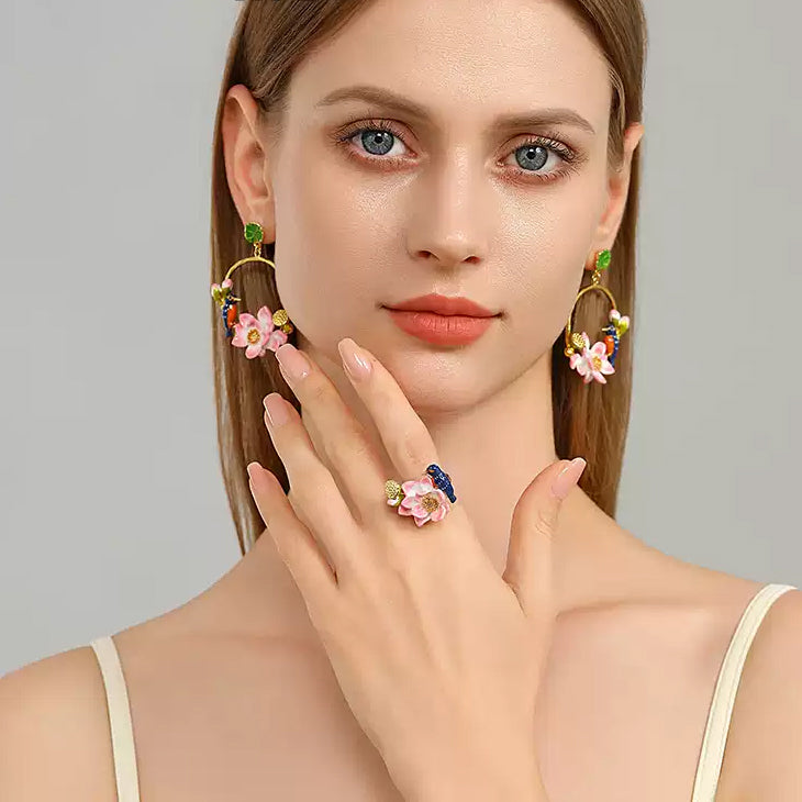 Selenichast Lotus Kingfisher Ring