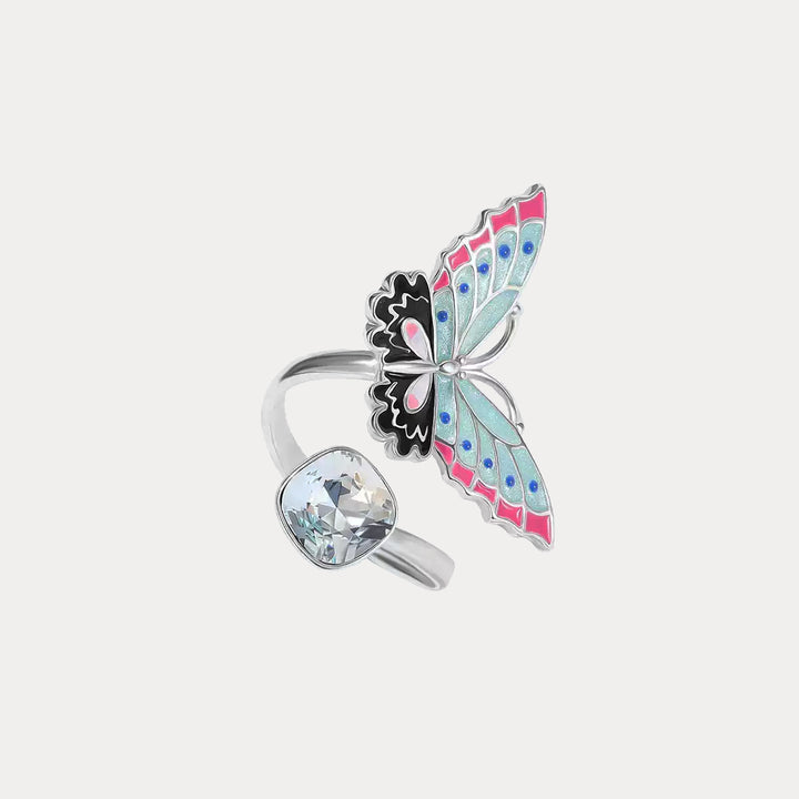 Selenichast Silver Butterfly Enamel Ring