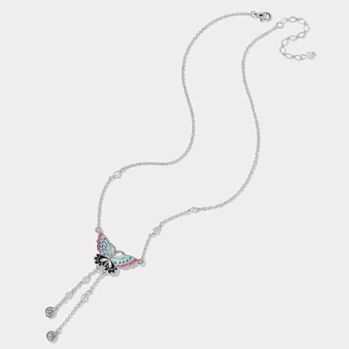 Selenichast Silver Butterfly Enamel Necklace
