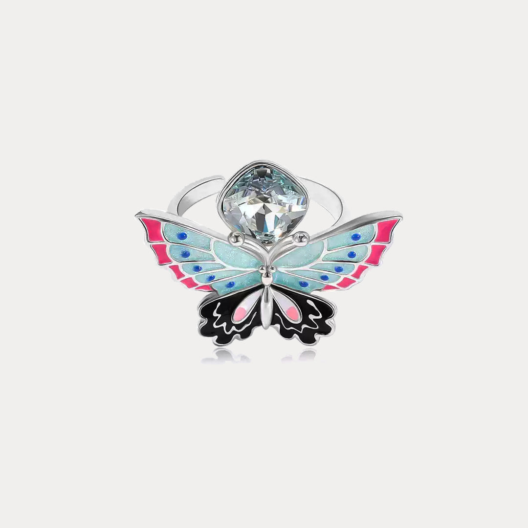 Selenichast Silver Butterfly Crystal Ring