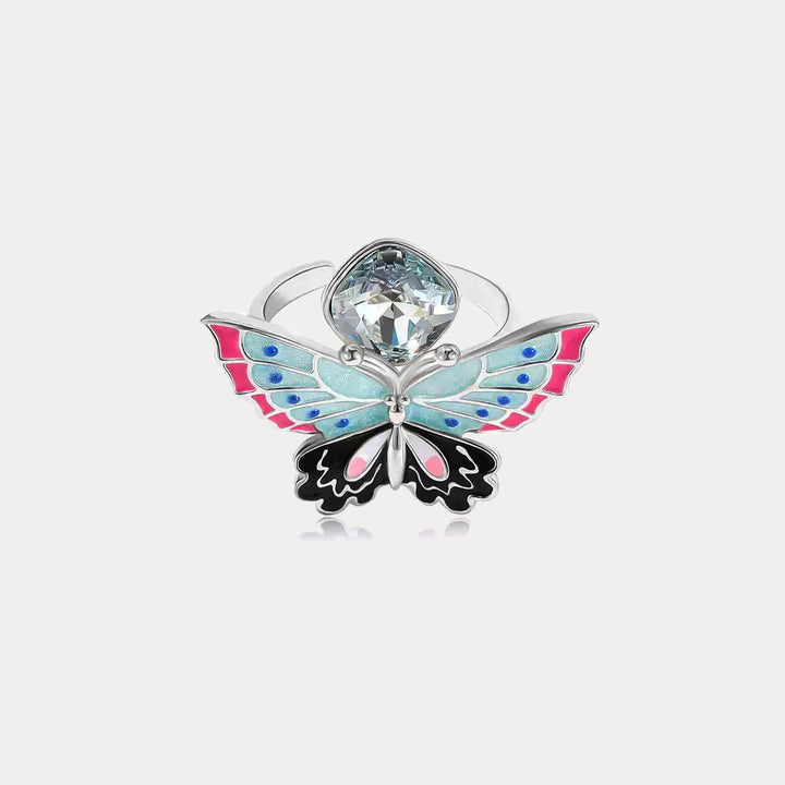 Selenichast Silver Butterfly Crystal Ring