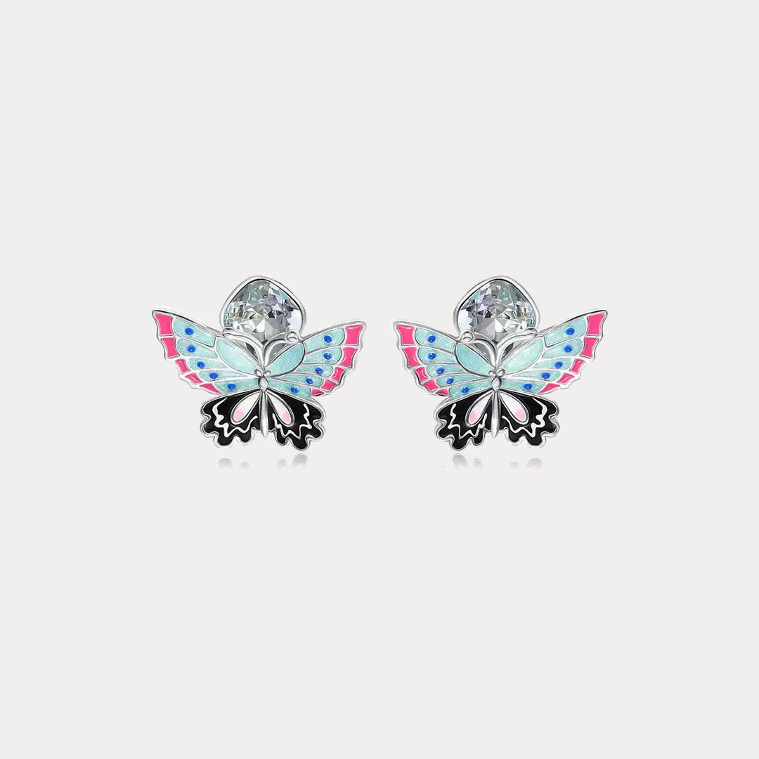 Selenichast Silver Butterfly Crystal Earrings