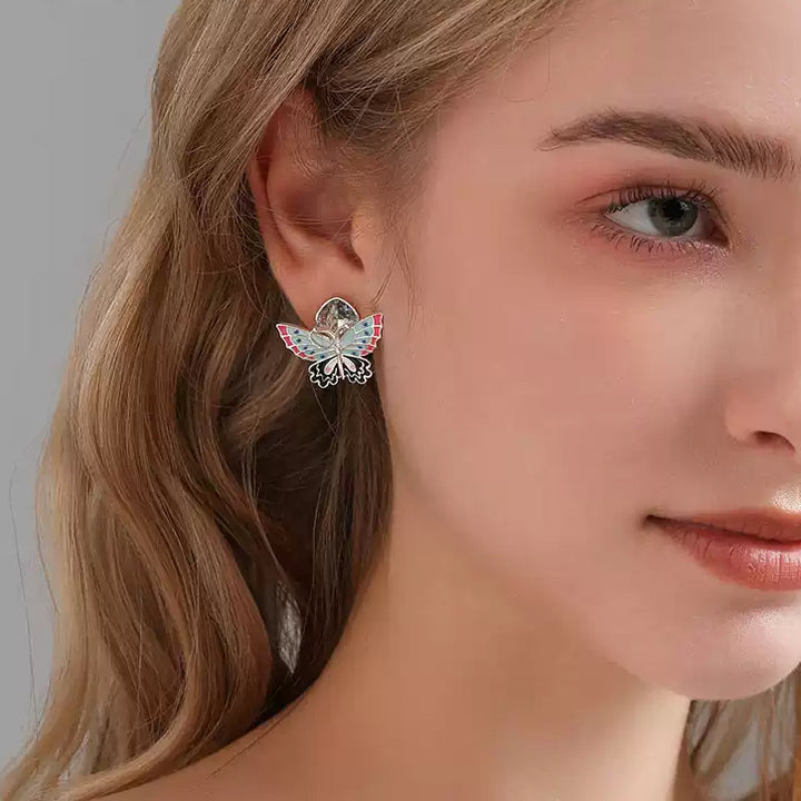 Selenichast Silver Butterfly Crystal Earrings