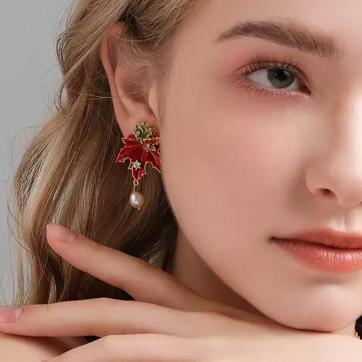 Maple Leaf Pearl Earrings