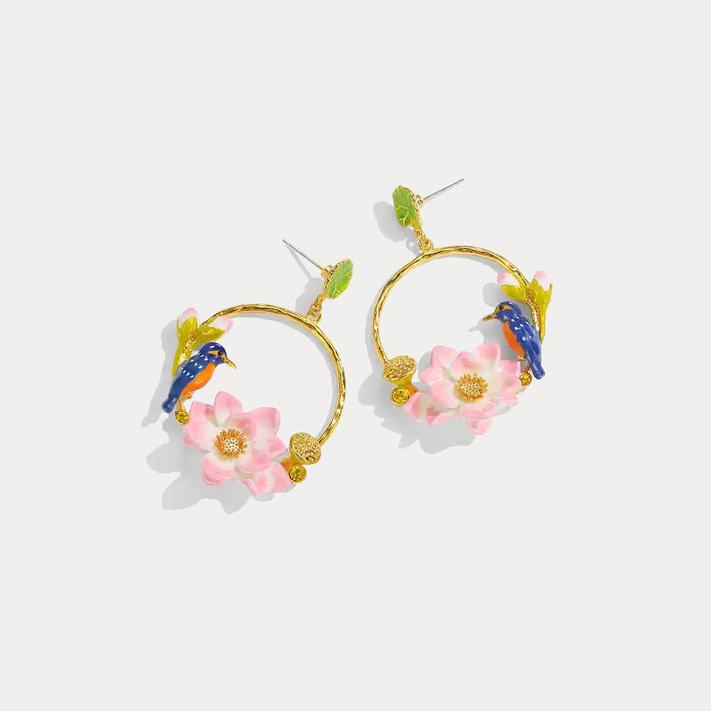 Selenichast Lotus Kingfisher Earrings