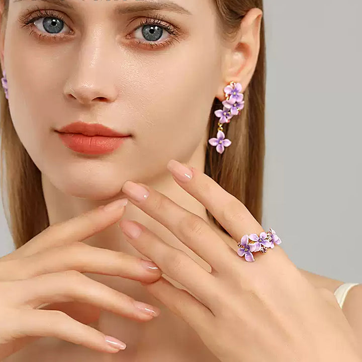 Collana farfalla di lavanda con cristallo rosa