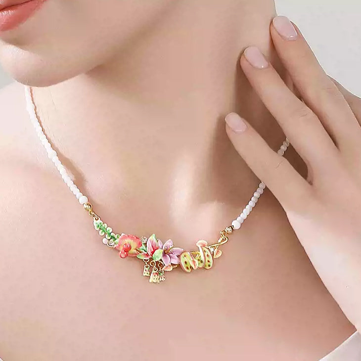 Selenichast Tropical Flower Beads Necklace