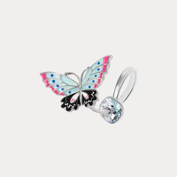 Selenichast Silver Butterfly Enamel Ring
