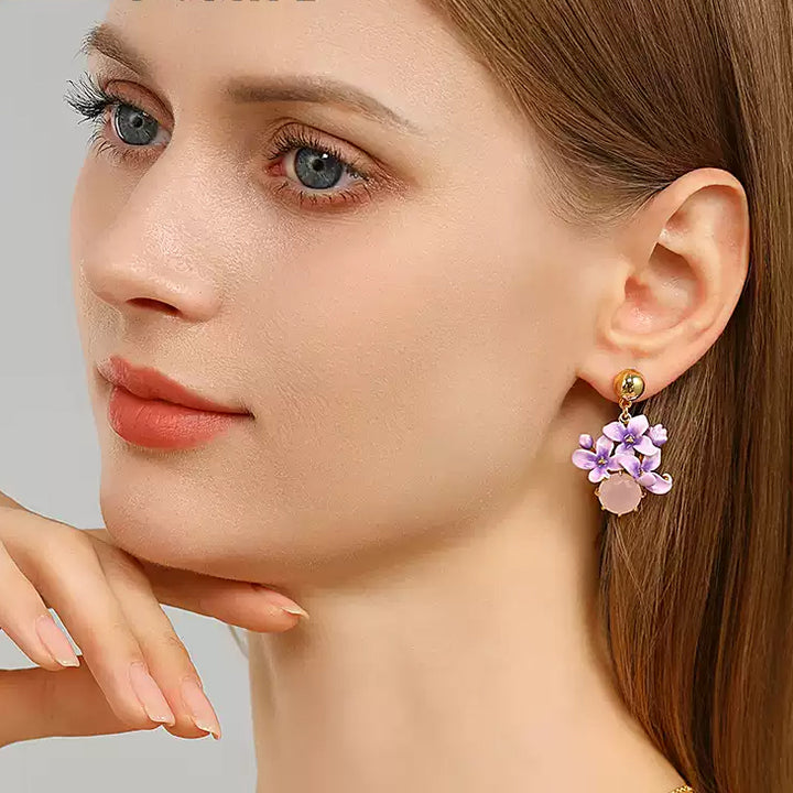 Selenichast Early Lilac Pink Crystal Earrings