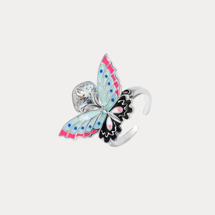 Selenichast Silver Butterfly Crystal Ring