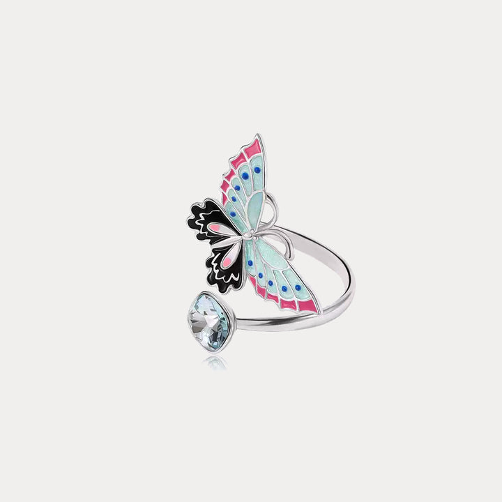 Selenichast Silver Butterfly Enamel Ring