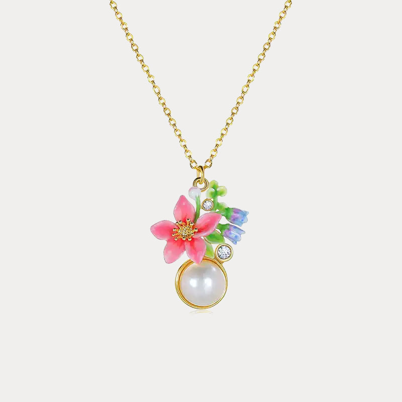 Selenichast Tropical Flower Pearl Necklace