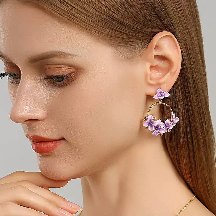 Selenichast Early Lilac Flower Earrings