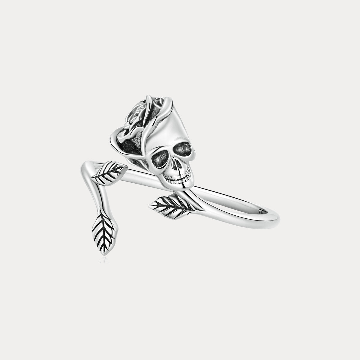 Selenichast Sterling Silver Skull Rose Adjustable Ring Gothic Jewelry selenichast-sterling-silver-skull-rose-adjustable-ring-gothic-jewelry