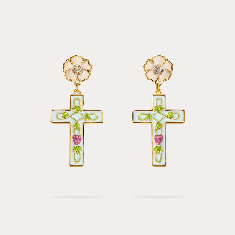 Boucles d'oreilles en vigne croix