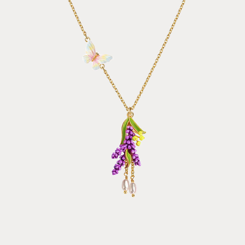 Selenichast Lavender Butterfly Necklace