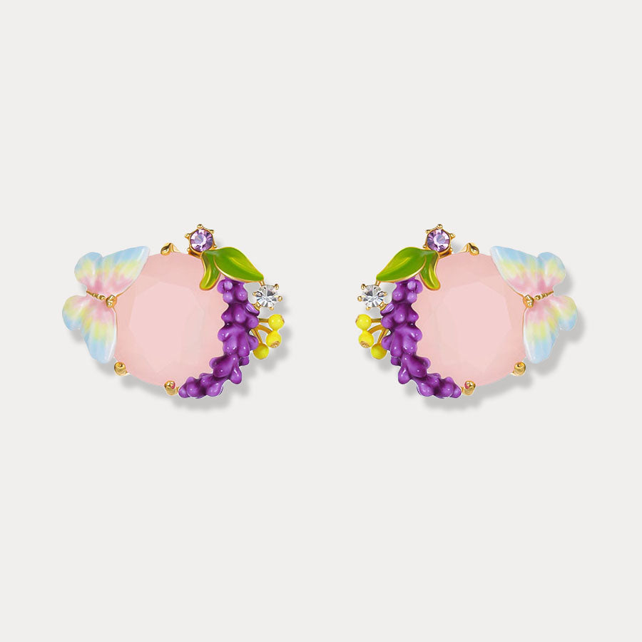 Selenichast Pink Crystal Lavender Butterfly Earrings