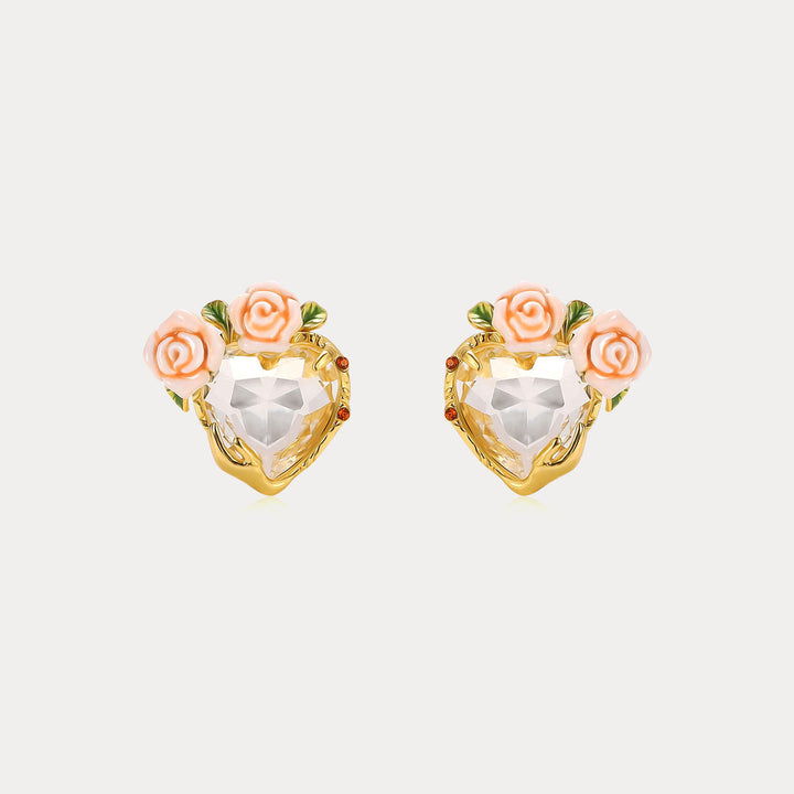 Champagne Rose Heart Earrings