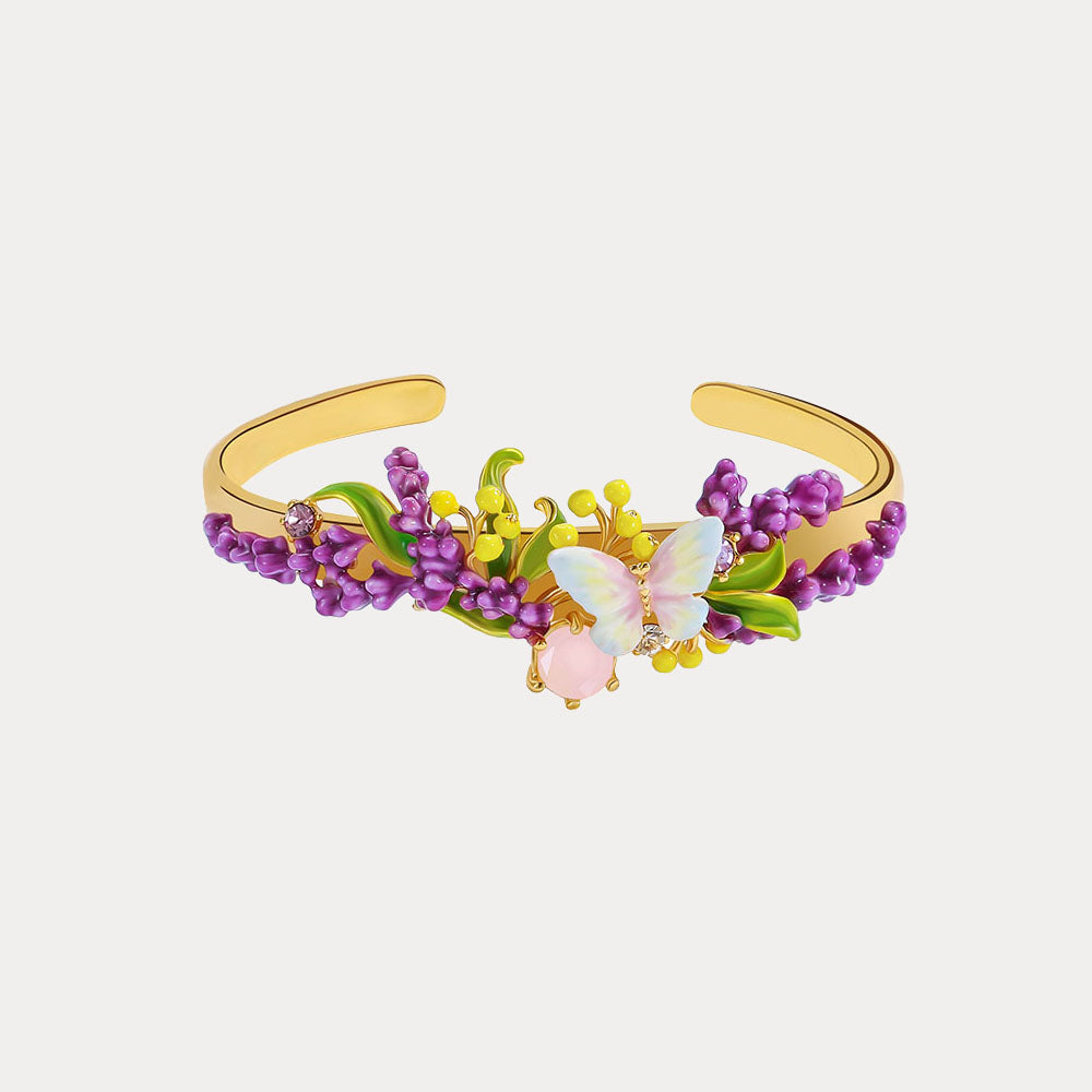lavender flower bracelet Lavender Butterfly Cuff