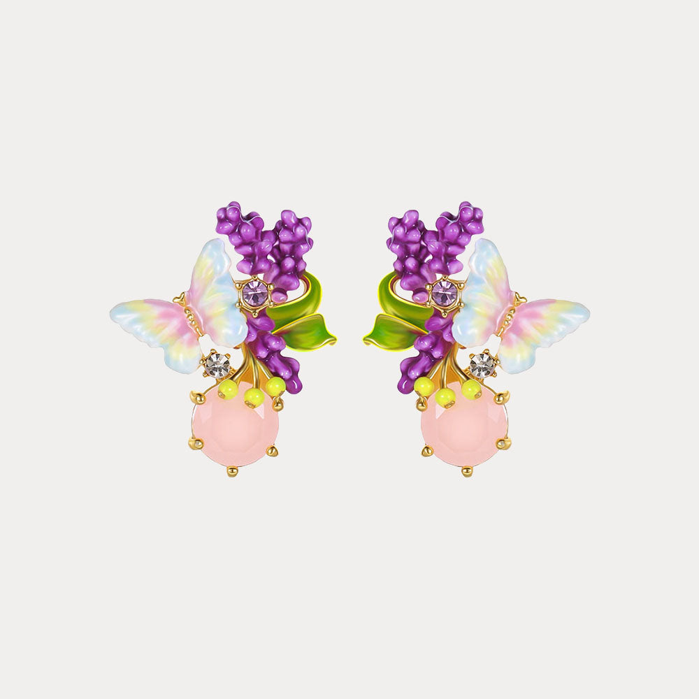 Selenichast Lavender Butterfly Stud Earrings