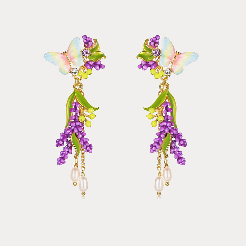 Selenichast Lavender Butterfly Earrings