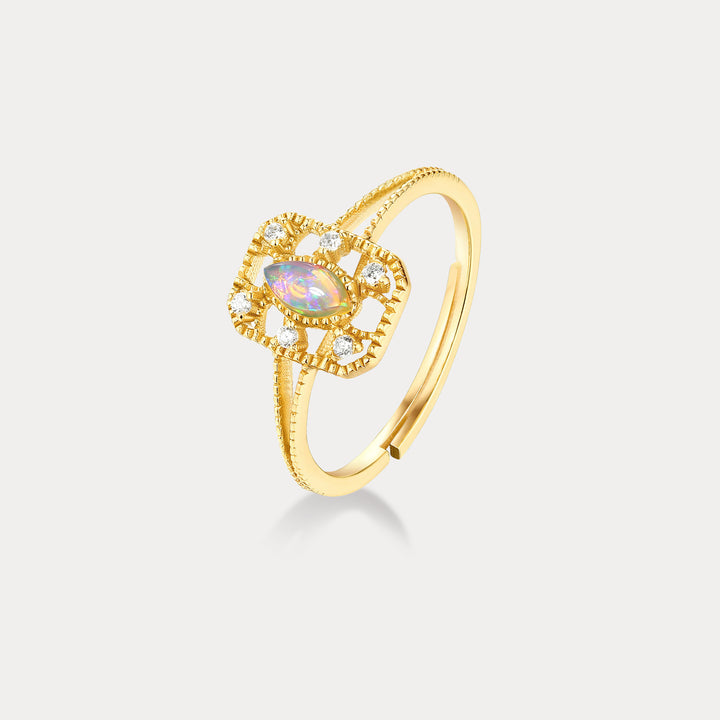 Selenichast Opal Square Vintage Ring