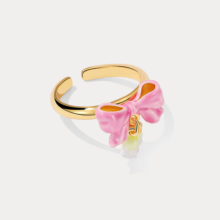 Enamel Lily Of The Valley Bowknot Ring