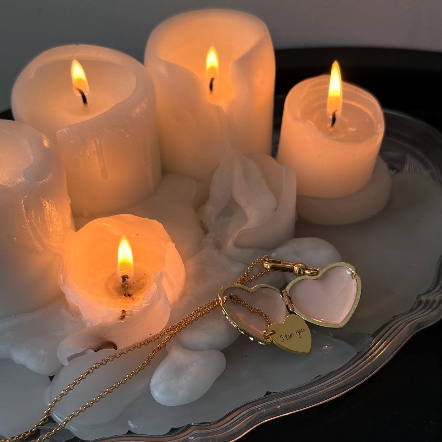 Flower Heart Shaped Locket Necklace