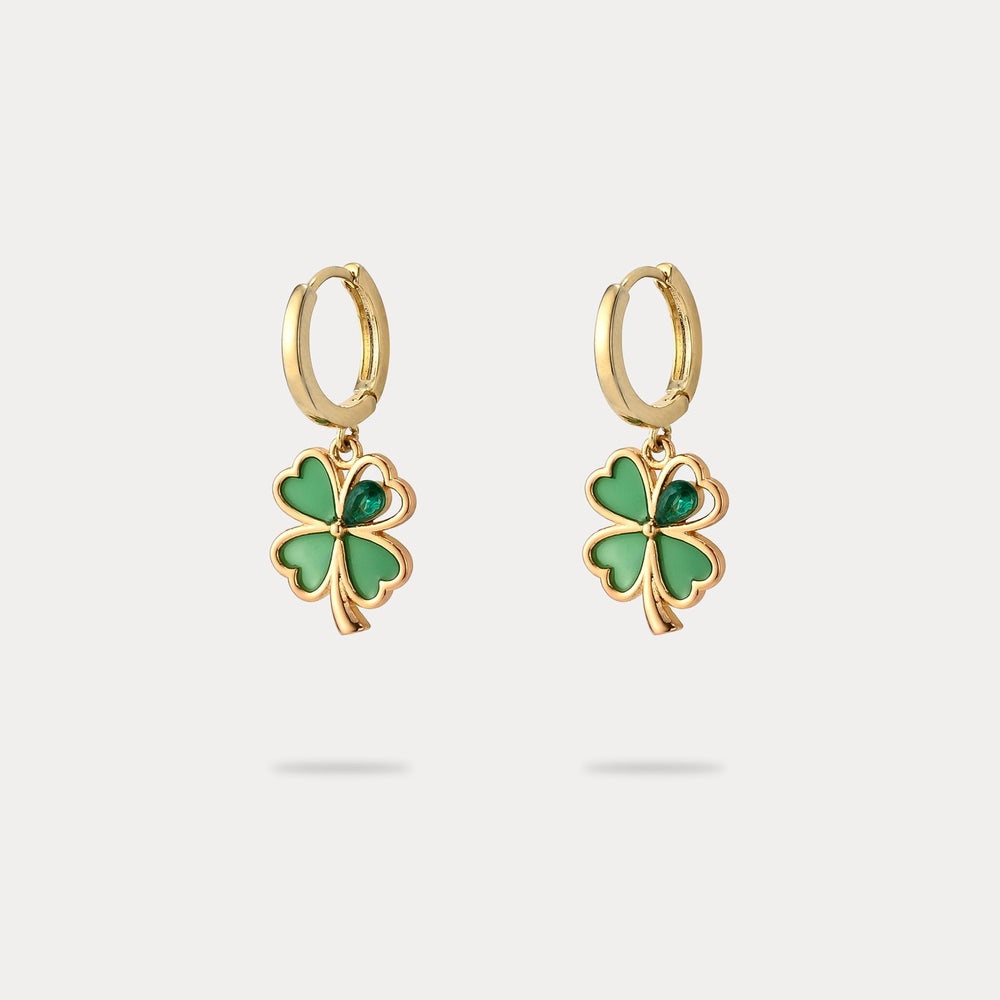 Selenichast Four Leaf Clover Hoop Earrings