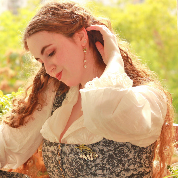 Enamel Lily Of The Valley Tassel Earrings