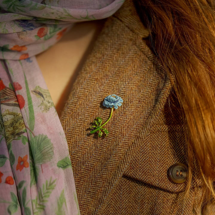 Broche florale bleue
