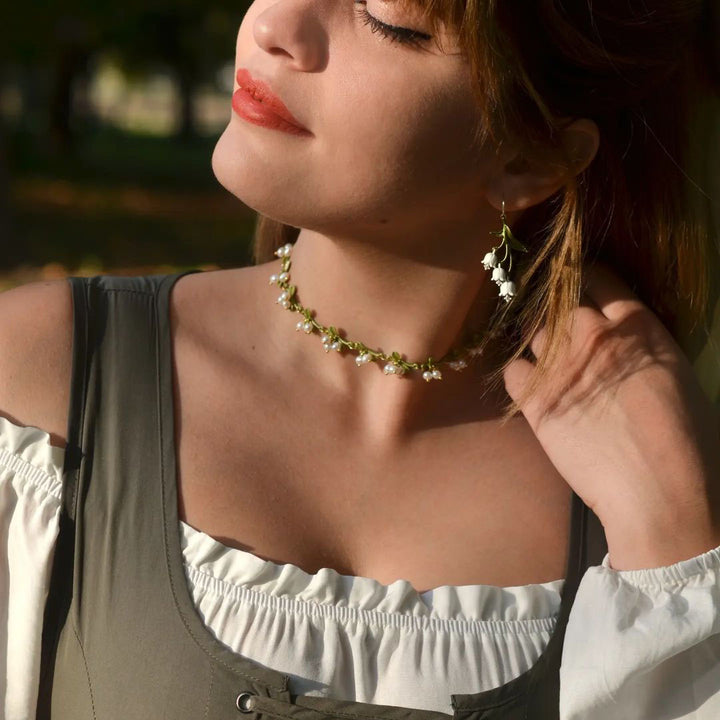 Lily Of The Valley Choker & Tassel Earrings