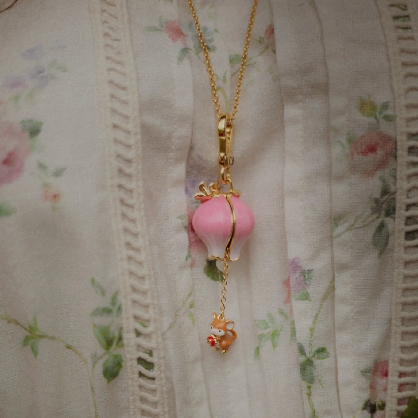 Rose Mouse Locket Necklace Selenichast